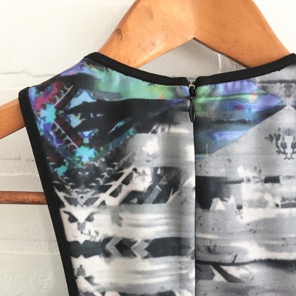 Anthropologie x Parker Tobias blue black Abstract print faux wrap mini dress S - Picture 8 of 16